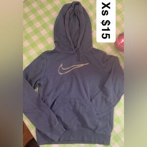 Nike Dark Blue Hoodie with Embellished Swoosh